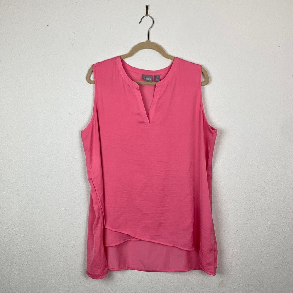 Chico's | Pink Faux-Layered V-Neck Tank Top Blouse 3 (XL)